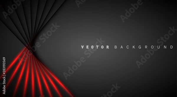 Fototapeta Red light line shadow dark grey luxury background