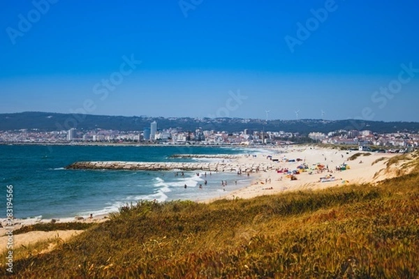Obraz Figueira da foz beach Portugal. Summer day in Europe. Boho style coloured style photo.  Over processed.