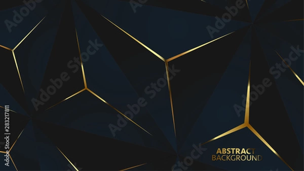 Fototapeta Abstract black polygon Gold light futuristic technology design background vector illustration.