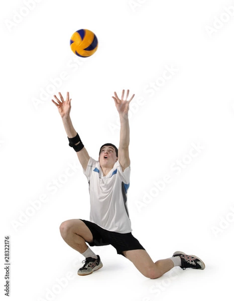 Obraz Volleyball player with the ball on a white