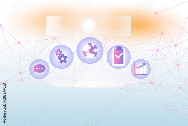 Fototapeta Picture illustration system network scheme modern technology smart device Business concept Empty template copy space isolated Posters coupons promotional material