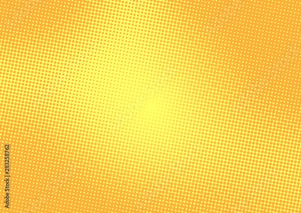 Fototapeta Yellow and orange pop art background with halftone dotted design in retro comic style, vector illustration eps10