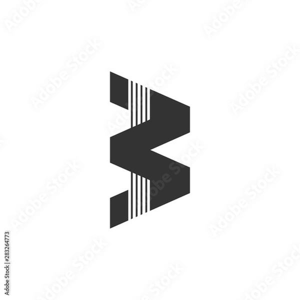 Obraz letter b simple stripes geometric logo vector