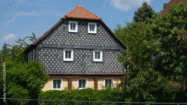 Fototapeta Typical architectural style called "Umgebindehaus"