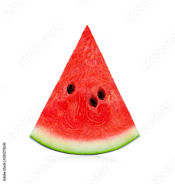Obraz A fresh watermelon slice isolated on white background.