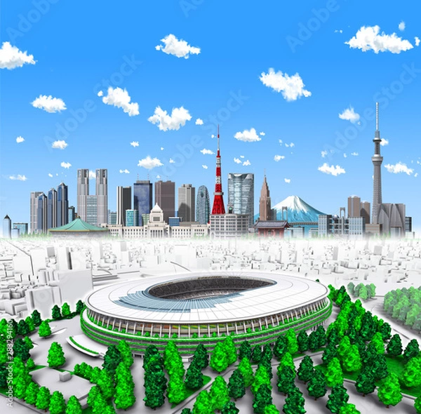 Obraz 新国立競技場と東京_22