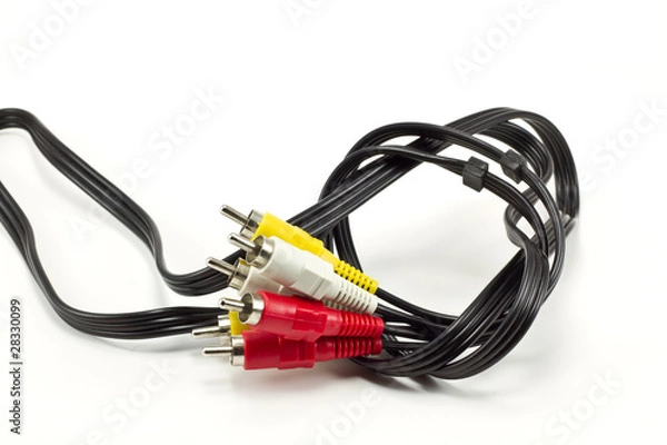 Obraz Audio visual cables isolated on white background