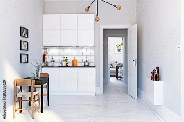 Fototapeta modern scandinavian style kitchen interior.