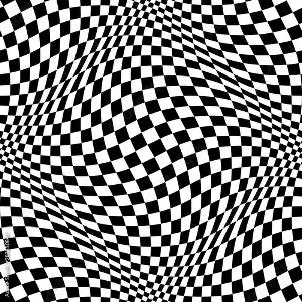 Fototapeta monochrome op art checkered pattern. seamless vector background.