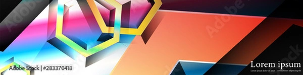 Fototapeta Vector banners with colorful hexagon backgrounds. suitable for any background. black blank space for your text