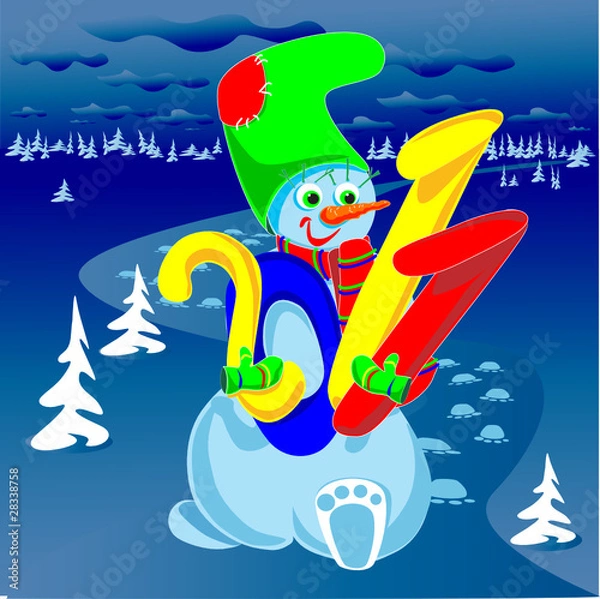 Obraz снеговик держит 2011