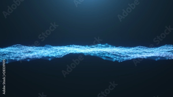 Fototapeta Internet connection technology concept. Cloud computing, neural communications of a supercomputer. Background from triangles connecting dots and lines. Cybersecurity concept, 3D Illustration