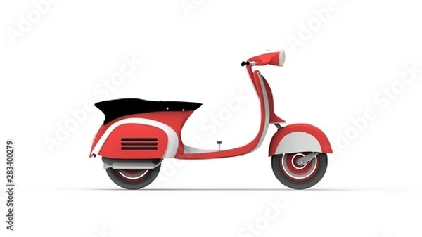Fototapeta Vintage moped 3d rendering isolated in white studio background