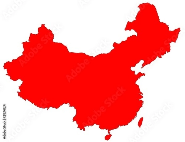 Fototapeta na białym tle czerwona mapa Chin