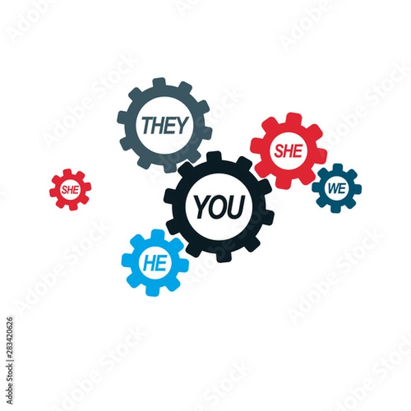 Fototapeta Social Relations conceptual logo, unique vector symbol. Society and Person, social interaction.