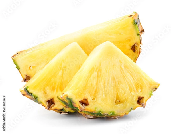 Fototapeta Pineapple slice isolated. Pineapple composition. Perfect retouched photo.