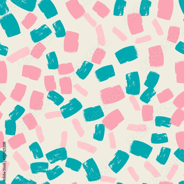 Fototapeta Hand painted brush strokes seamless pattern in pastel color palette. Abstract vector background. Grunge textured backdrop. Easy to edit template for textile, wrapping paper, fabric, etc.