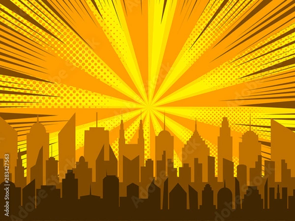 Obraz Comic cityscape background