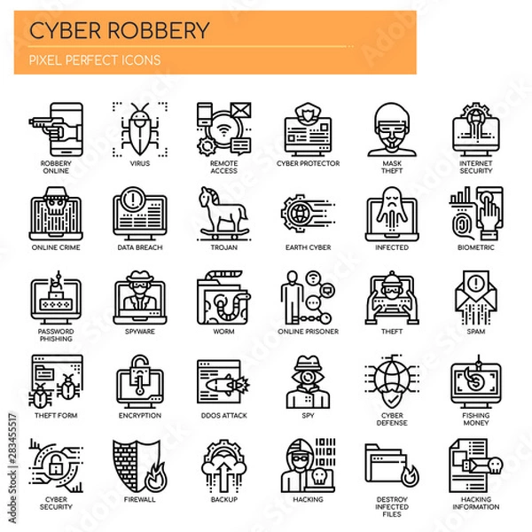 Fototapeta Cyber Robbery , Thin Line and Pixel Perfect Icons