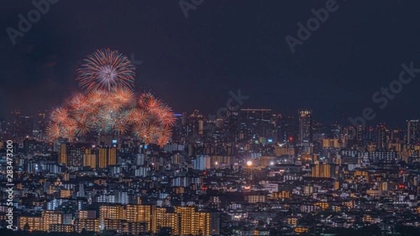 Fototapeta 都市夜景花火