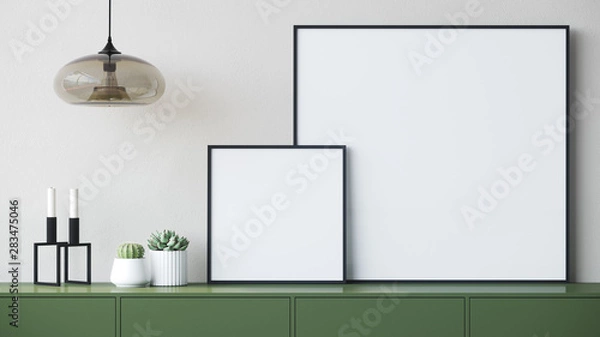 Fototapeta Empty posters in the light interior 3d render