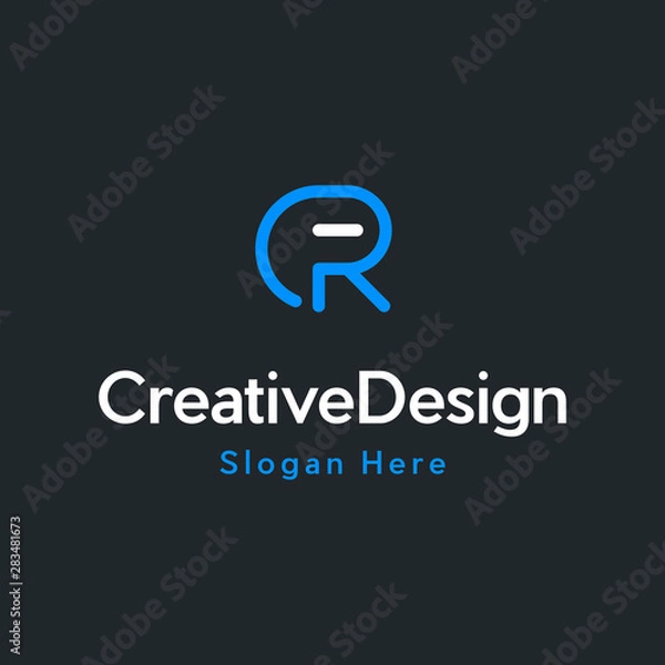 Obraz Premium vector abstract modern R letter logo design, Line letter R logotype.	