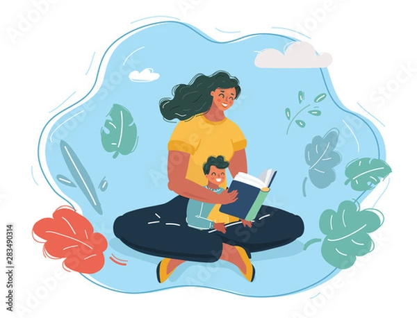 Fototapeta Mother reading a story to child