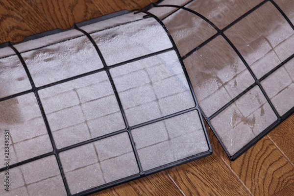 Fototapeta 埃がたまったエアコンのフィルター