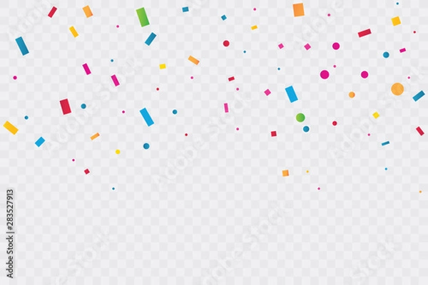 Fototapeta Colorful Confetti On Transparent Background. Celebration Party. Vector Illustration