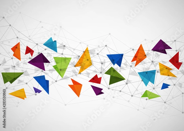 Fototapeta  Abstract geometric background with connecting dots and lines