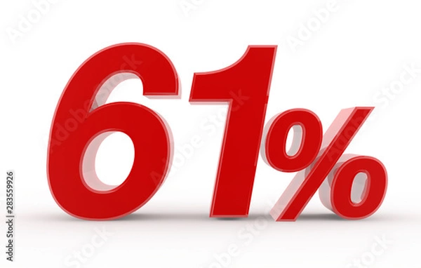 Obraz 61 percent on white background illustration 3D rendering