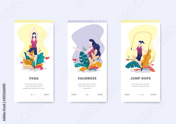 Fototapeta set onboarding screens user interface kit template