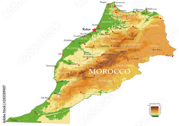 Obraz Morocco physical map