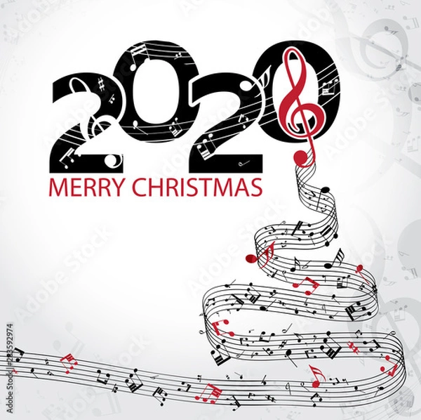 Obraz Musical Happy New Year background with notes 2020