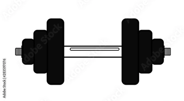 Obraz dumbbell icon. sports equipment. black line isolated on white. flat design adapted for web sites and mobile applications. vector image.