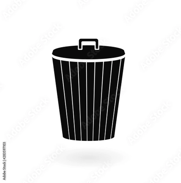 Obraz trash can icon. black line isolated on white. flat design adapted for web sites and mobile applications. vector image.