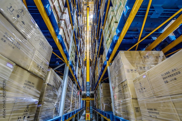 Fototapeta Modern automation of warehouse production in China.