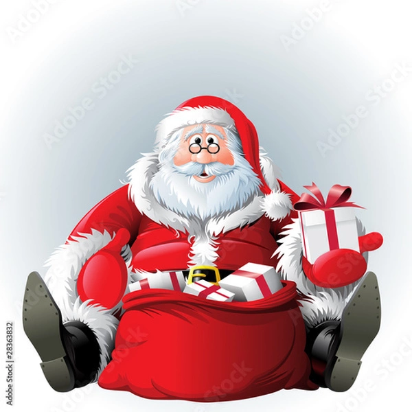 Obraz Sitting Santa Claus with the sack of gifts