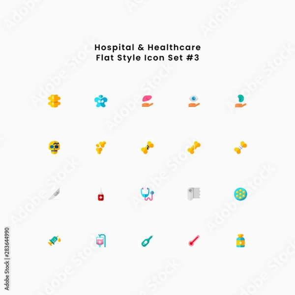 Obraz Hospital Medical Healthcare Flat Color Style Icon Set Vector Illustration