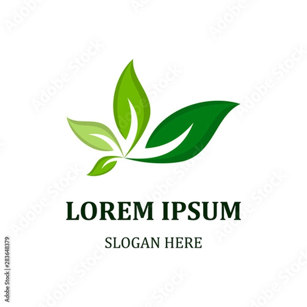 Fototapeta Abstract green leaf logo icon vector design. Landscape design, garden, Plant, nature and ecology vector logo, Green Leaf Icon Vector Illustrations