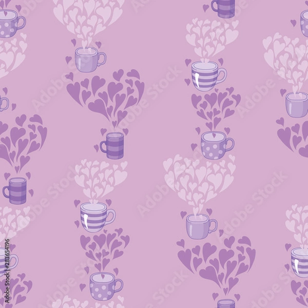 Fototapeta seamless pattern Tea and hearts