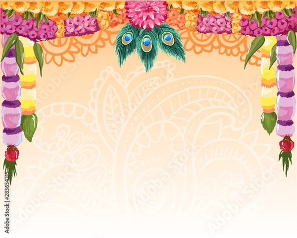 Obraz  Indian garland background, great design with place for text. Vector card, banner