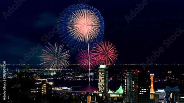 Obraz 神戸ビーナスブリッジからの花火風景