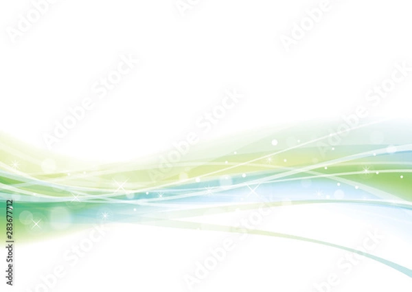 Fototapeta 曲線　波　緑　背景　光