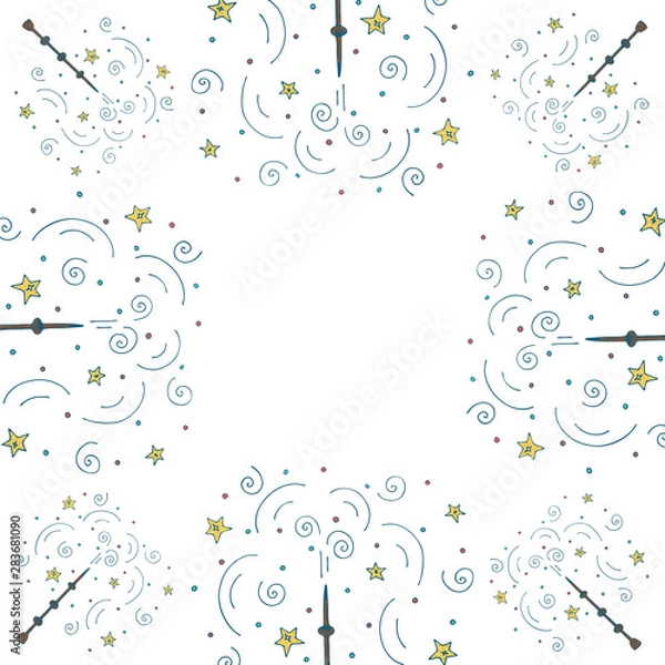 Fototapeta Frame template with doodle wands.