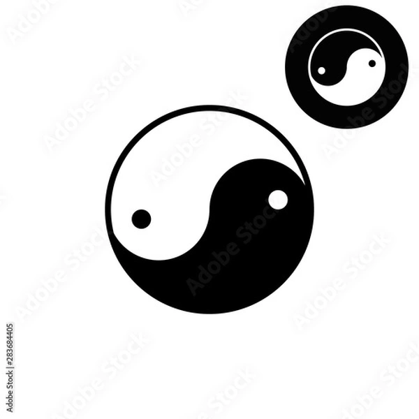 Fototapeta Yin yang symbol  - white vector icon