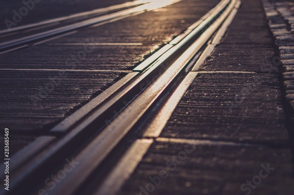 Obraz Railroad Tracks with sunset