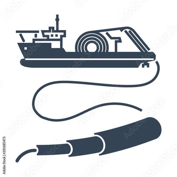 Obraz black icon cable layer ship