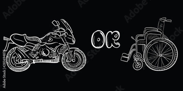 Obraz Motorcycle or wheelchair white sketch