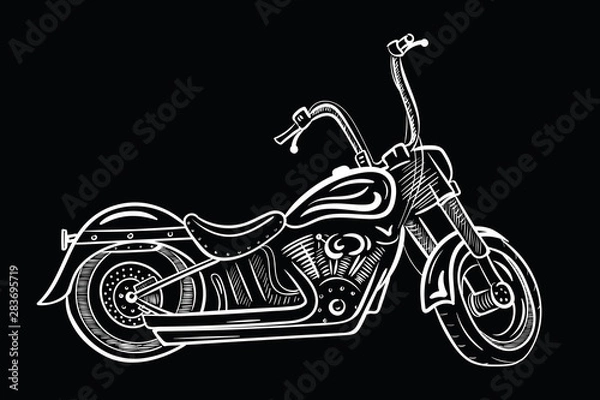 Obraz Sketch biker motorcycle on black